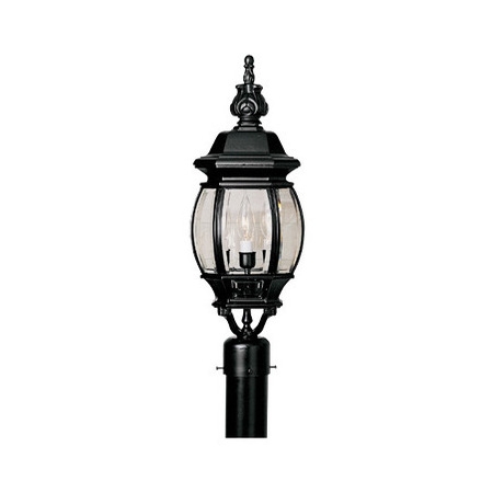 DESIGNERS FOUNTAIN Black 3 Light 7.5in. Cast Aluminum Post Lantern Riviera Collection 2416-BK